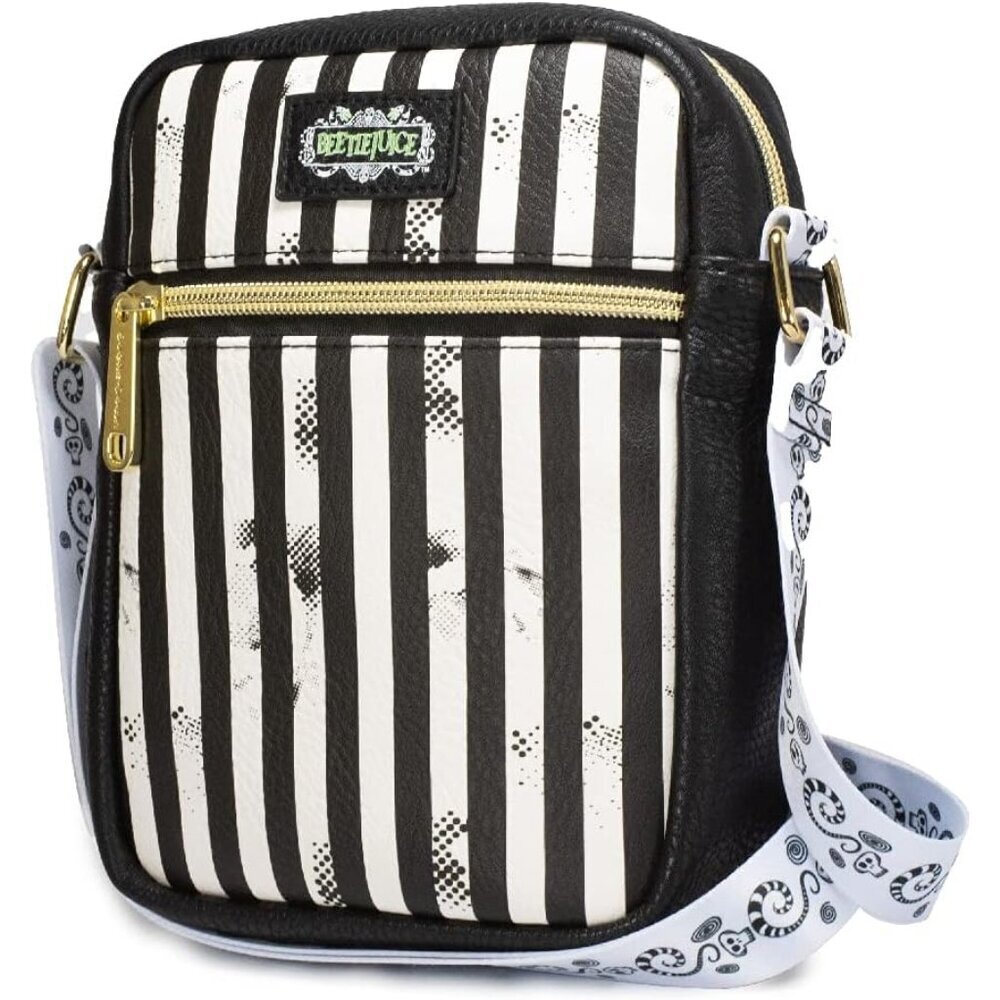 Beetlejuice Bag Crossbody Vegan Leather Stripes Chibi Unisex
